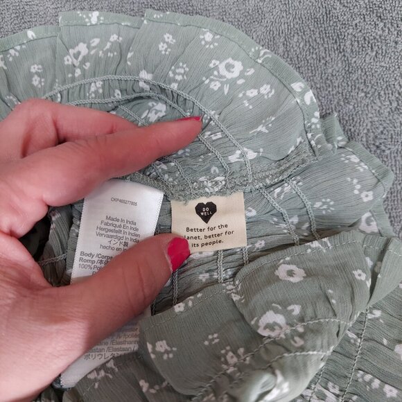 Madewell Plus NWT Lucie V-Neck Smocked Top Cottage Garden Sage Green 28W Floral - Picture 7 of 10